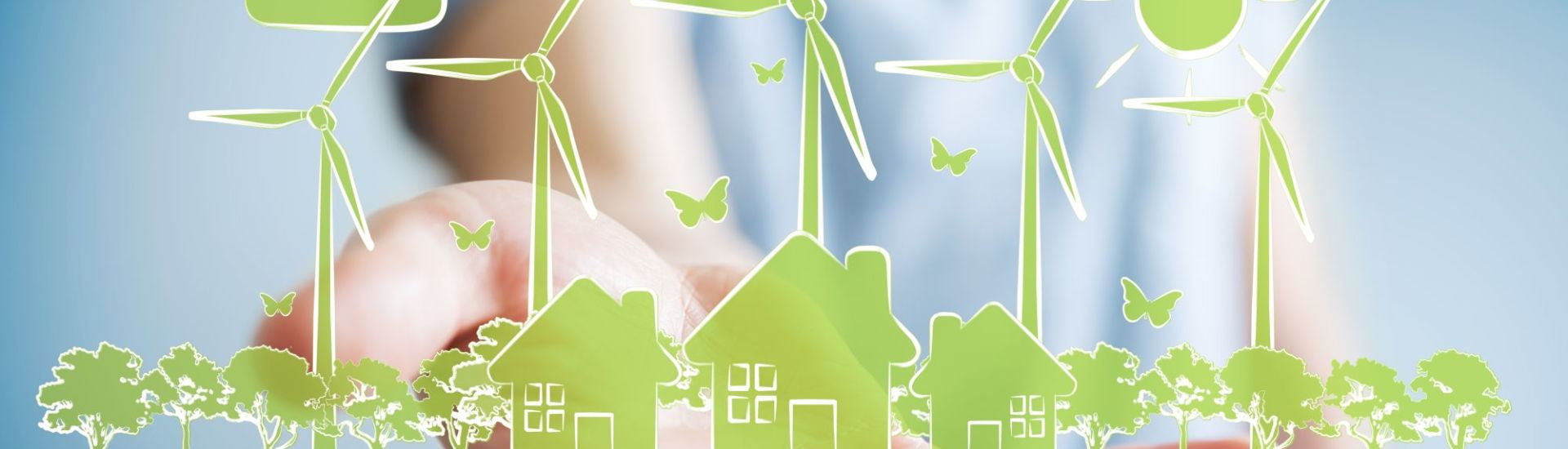 Businessman holding renewable energy sketch