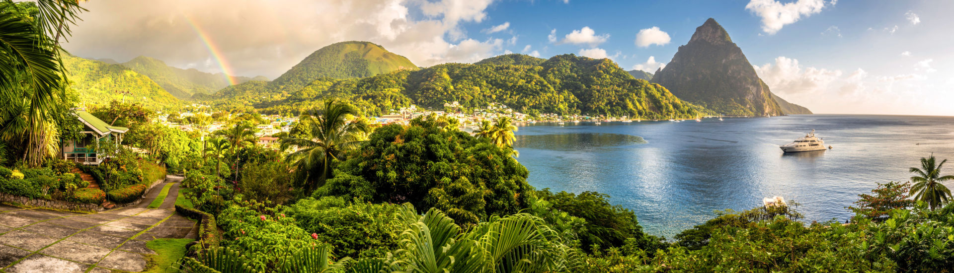 Petit Pitons St. Lucia with Rainbow