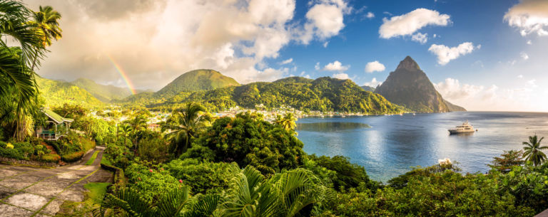 Petit Pitons St. Lucia with Rainbow