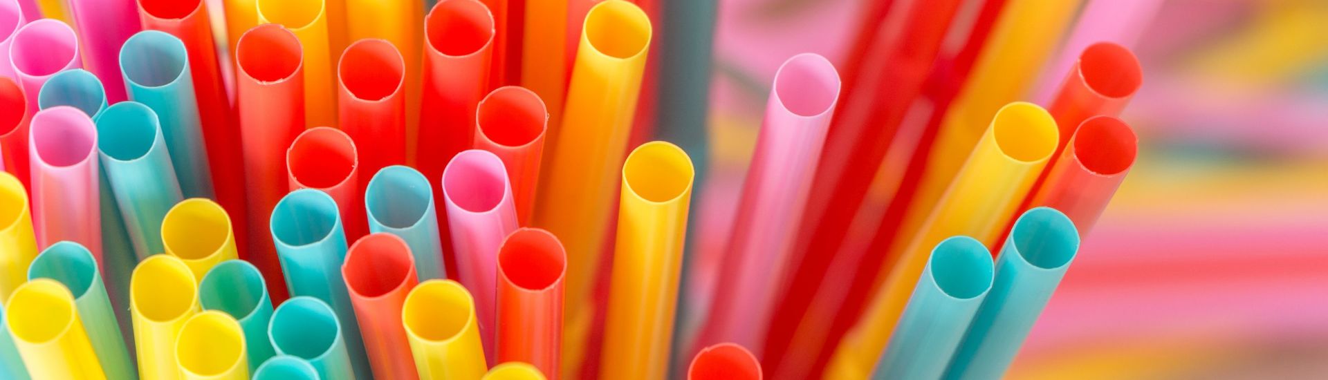 Rainbow colors plastic straws