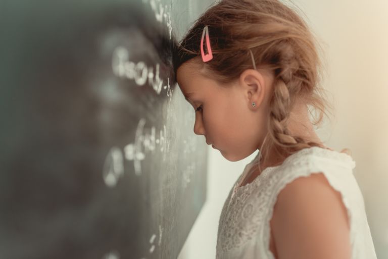 frustrated math school child