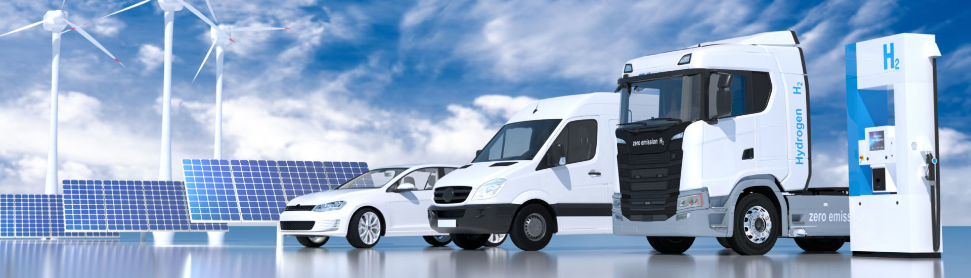 hydrogen logo on gas stations fuel dispenser. h2 combustion Truck, car automotive engine for emission free ecofriendly transport. 3d rendering
