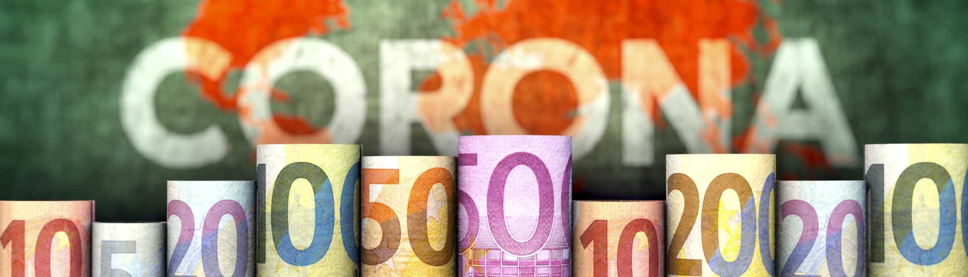 Coronavirus und Geld (Euroscheine)