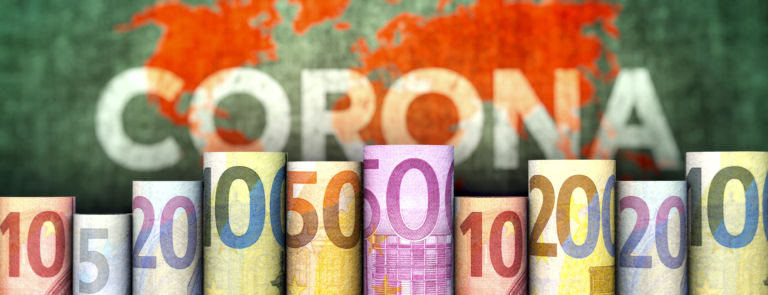 Coronavirus und Geld (Euroscheine)