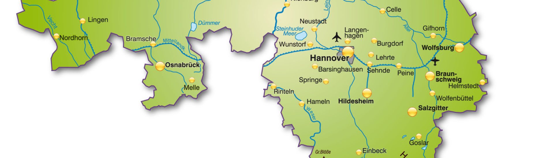Landkarte von Niedersachsen als Inselkarte