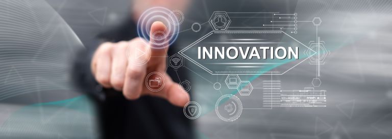 Man touching an innovation concept