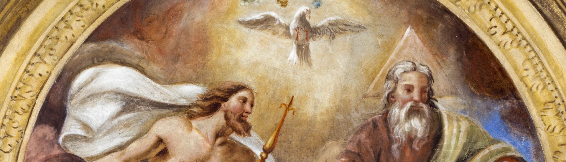 PARMA, ITALY – APRIL 16, 2018: The ceiling freso of The Holy Trinity in church Chiesa di Santa Croce by Giovanni Maria Conti della Camera (1614 – 1670).