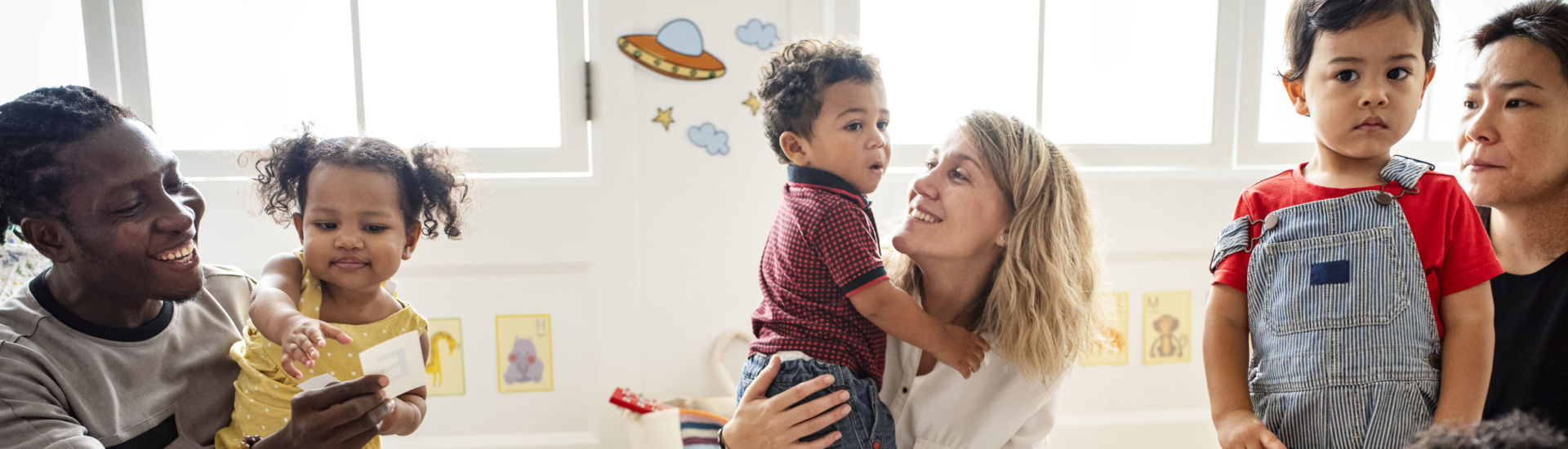 Diverse children enjoying playing with toys