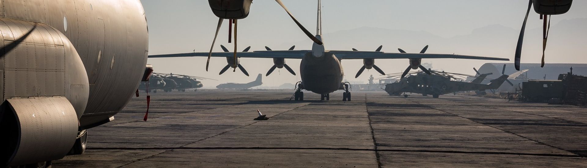 Military aircraft fill Kabul Aiport, Afghanistan