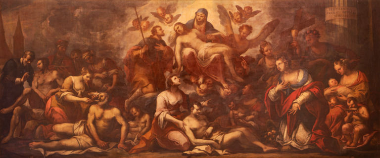 PADUA, ITALY – SEPTEMBER 10, 2014: Pieta and the pest in Padua f