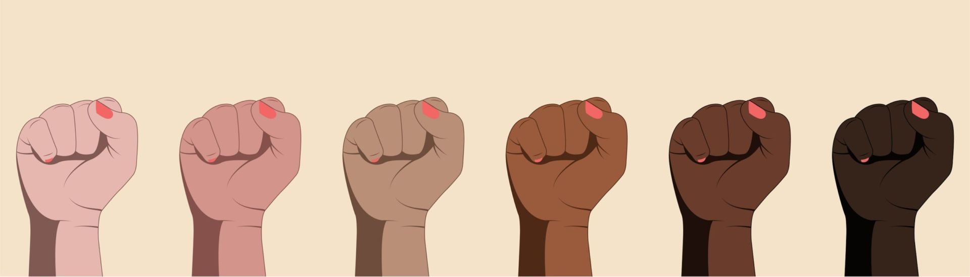 Female hands with clenched fists isolated on white background.
