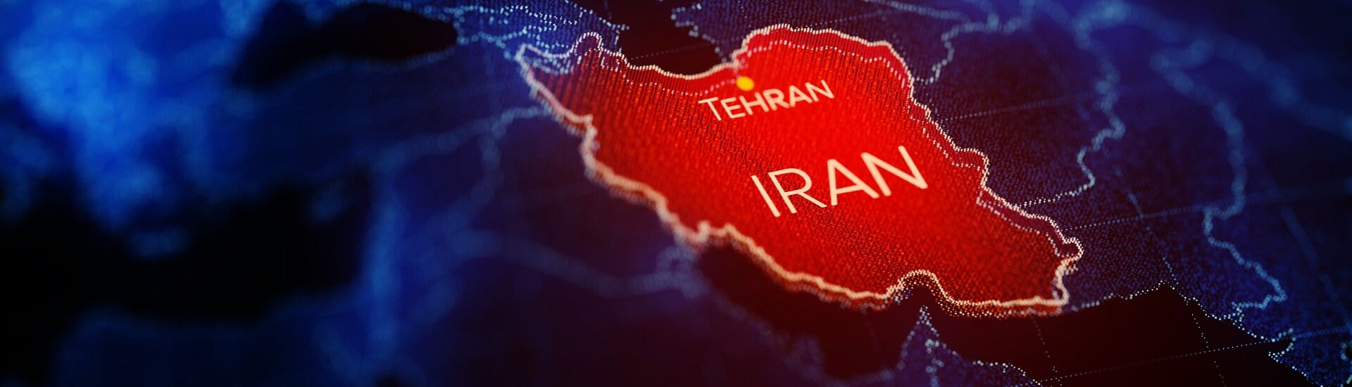 3d illustration, Middle east region map with Iran. Map of Iran a symbol of conflict