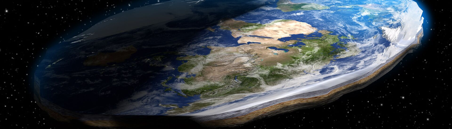 Flat Earth Theory 3D Illustration