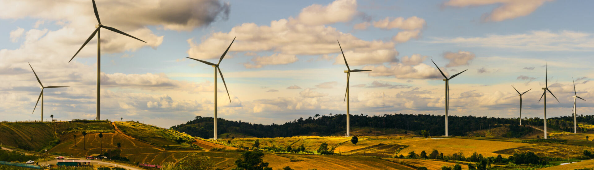 energy saving concept with panorama view from wind turbine const