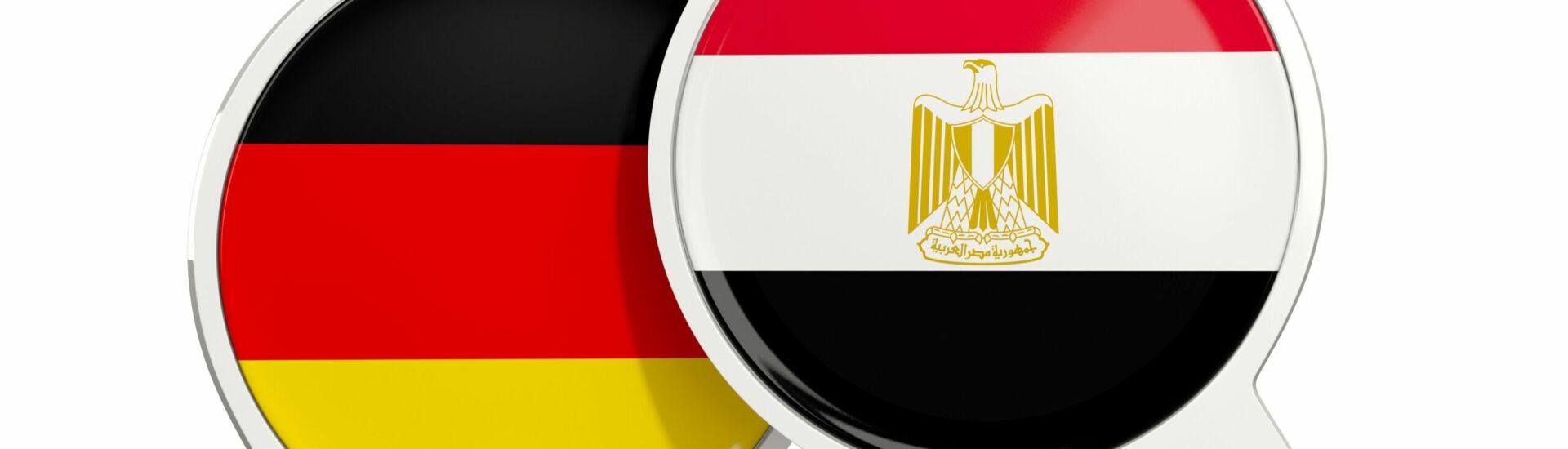 Chat bubbles of Germany and Egypt isolated on white