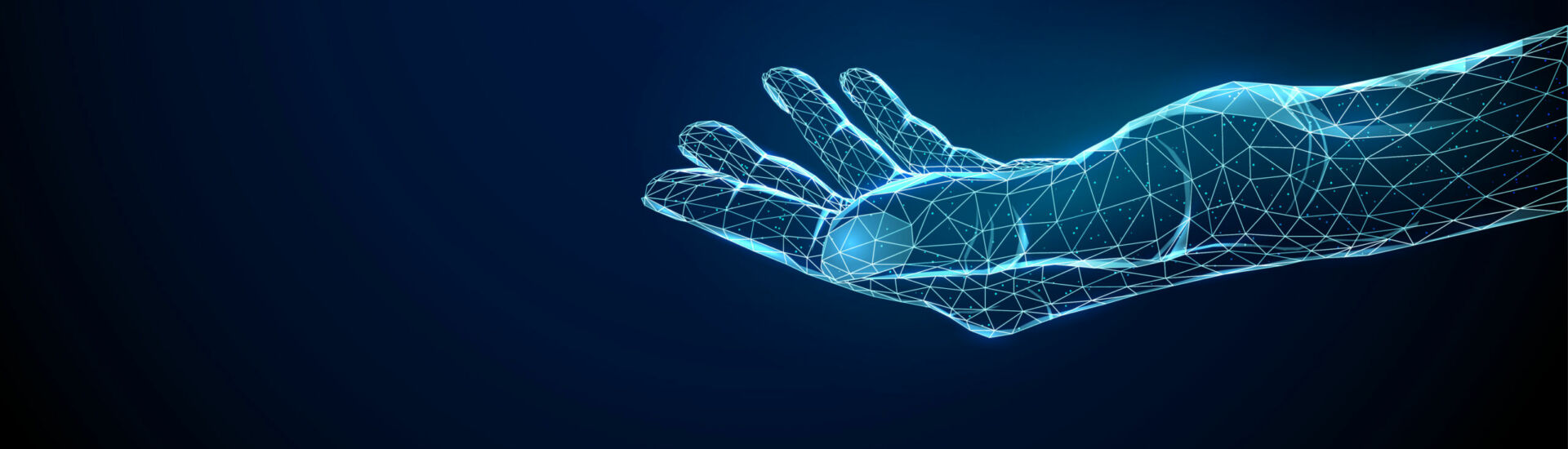 Abstract giving hand. Low poly style design.