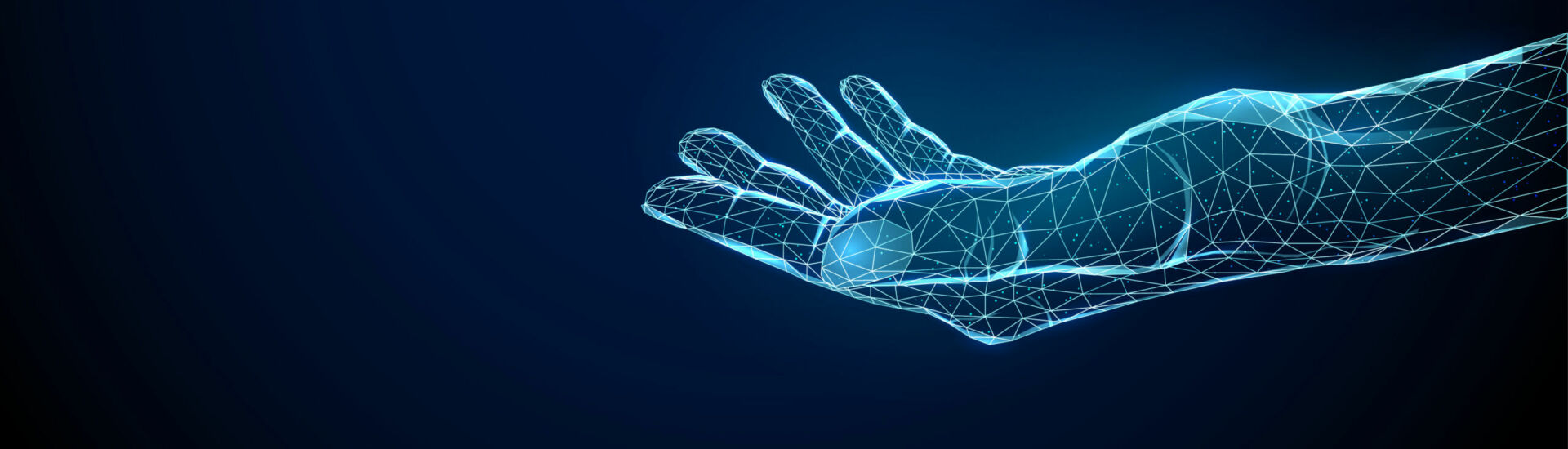 Abstract giving hand. Low poly style design.