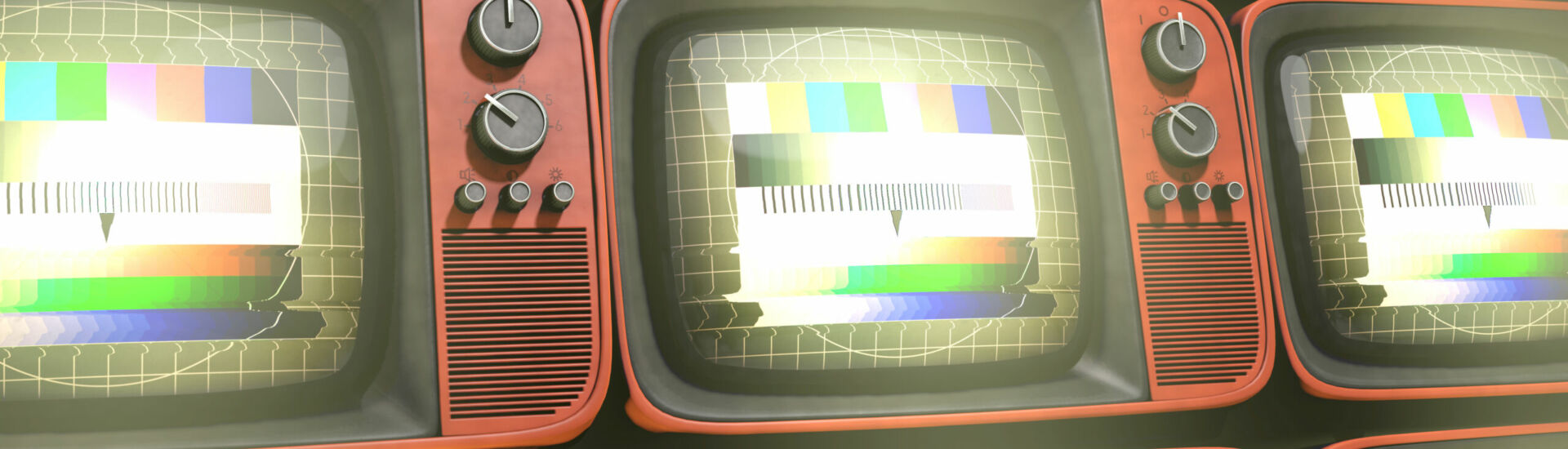 Gestapelte Retro TVs mit Testbild