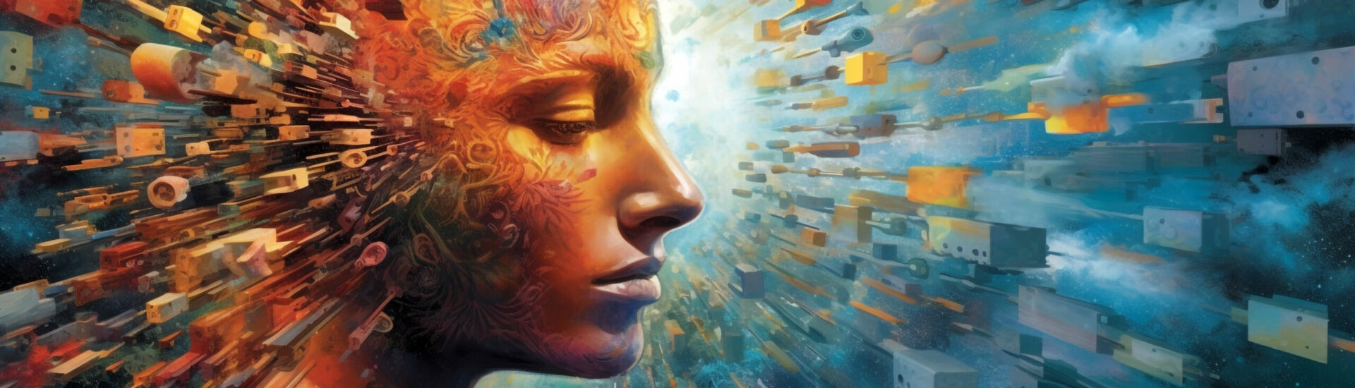 abstract colorful picture in futuristic style subconscious mind concept, science fiction. Generative Ai.