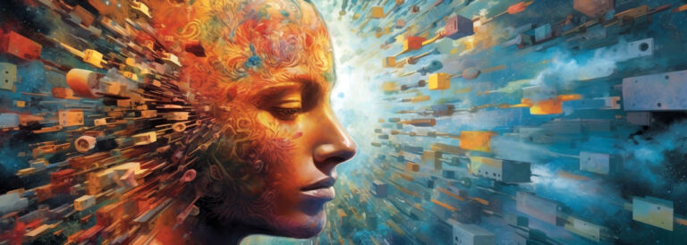 abstract colorful picture in futuristic style subconscious mind concept, science fiction. Generative Ai.