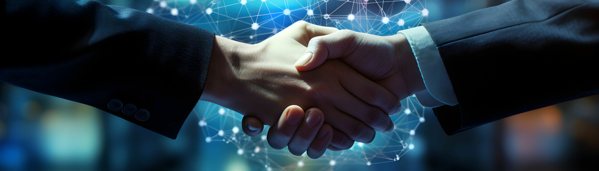 Bussines partners handshakes in modern open space on the background of coworking team on new startup project