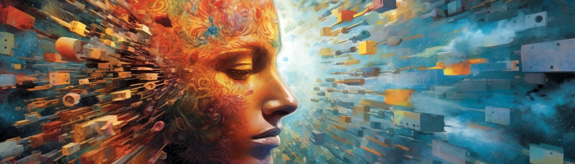 abstract colorful picture in futuristic style subconscious mind concept, science fiction. Generative Ai.