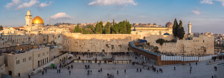 Panoramic view of Temple Mount in the old city of Jerusalem at s