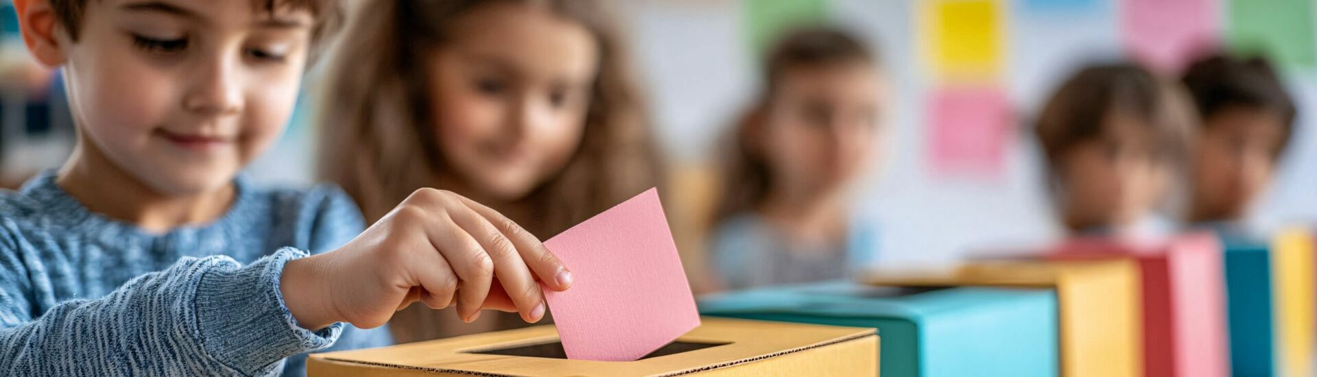 Young Boy Casting a Vote in an Election.