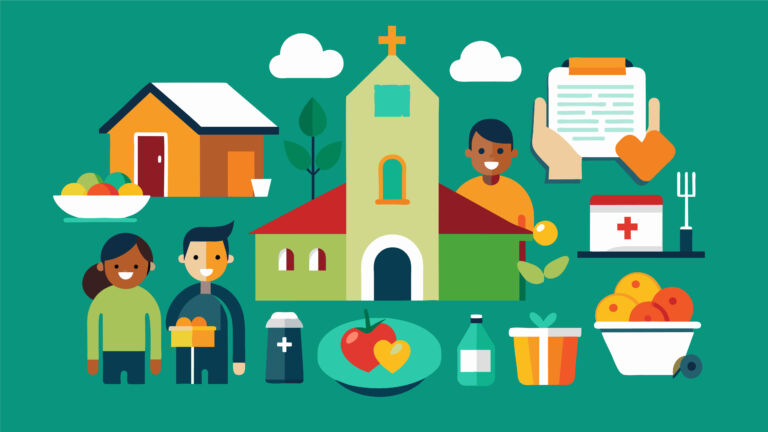 A section dedicated to displaying the various community service projects the church is involved in such as volunteering at local shelters or. Vector illustration