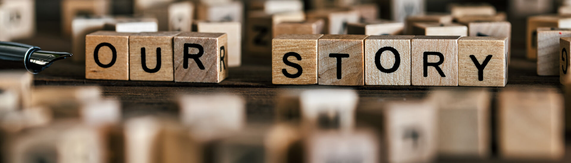 Tell us your story concept with wooden letters cubes