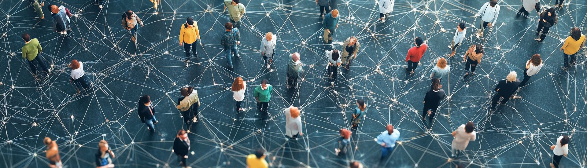 Many people connected to each other. Aerial network with a crowd of people. Generative ai generating connections. Numerous individuals were linked to lifestyle one another.