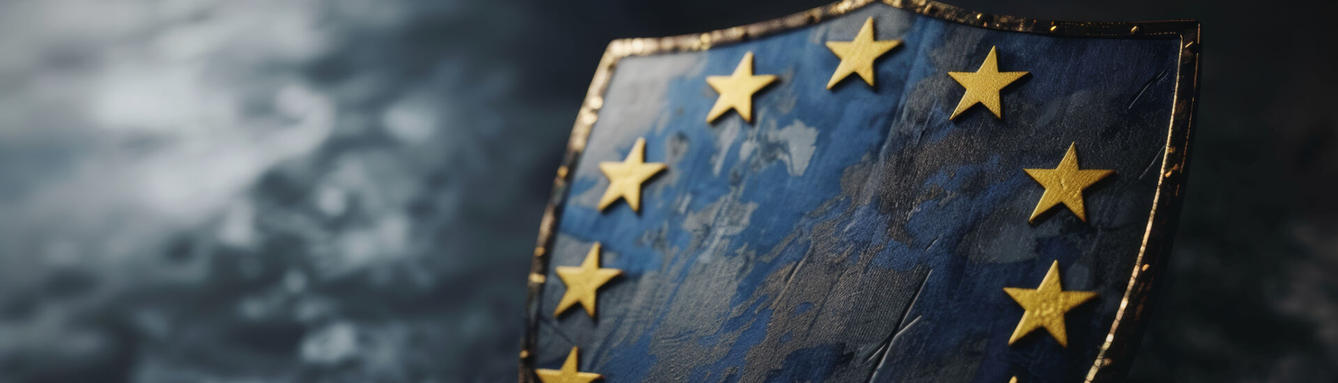 Schutzschild mit den Sternen der Europäischen Union (EU) als Symbol für Cybersicherheit und Internetsicherheit.