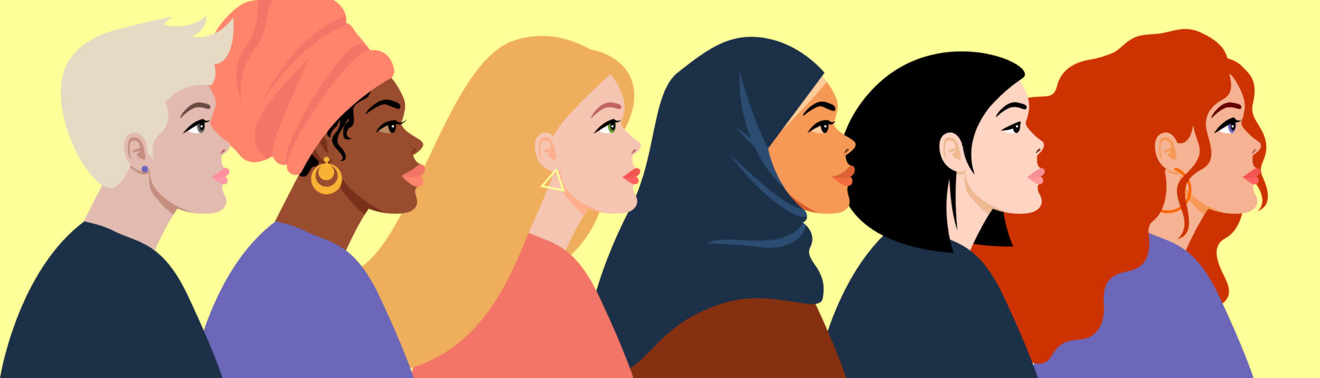 International Womens Day. Women different nationalities. Feminism concept