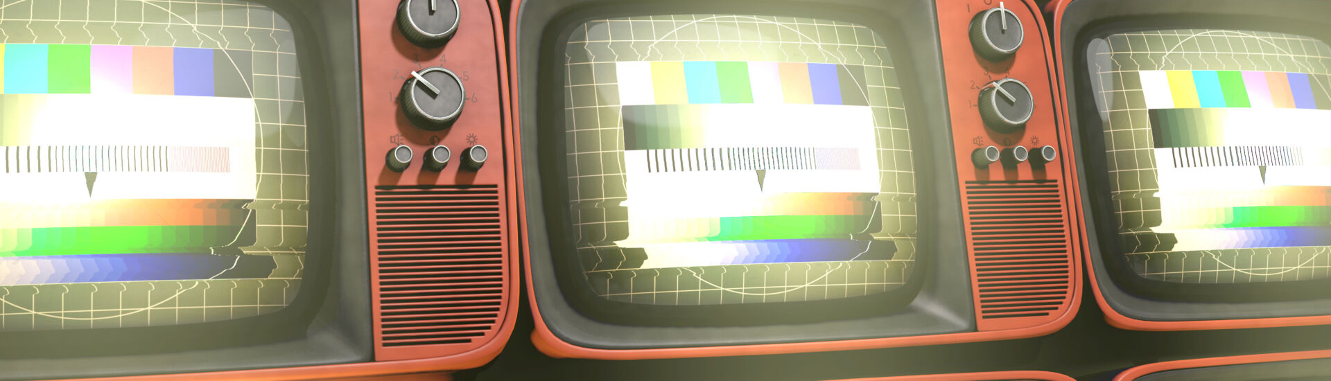Gestapelte Retro TVs mit Testbild