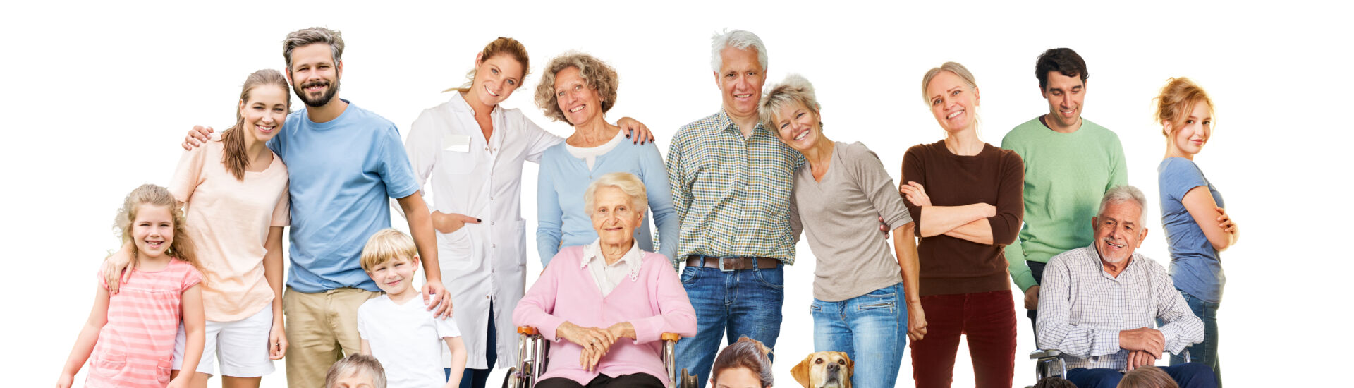 Menschen vieler Generationen beisammen in ihrer Freizeit