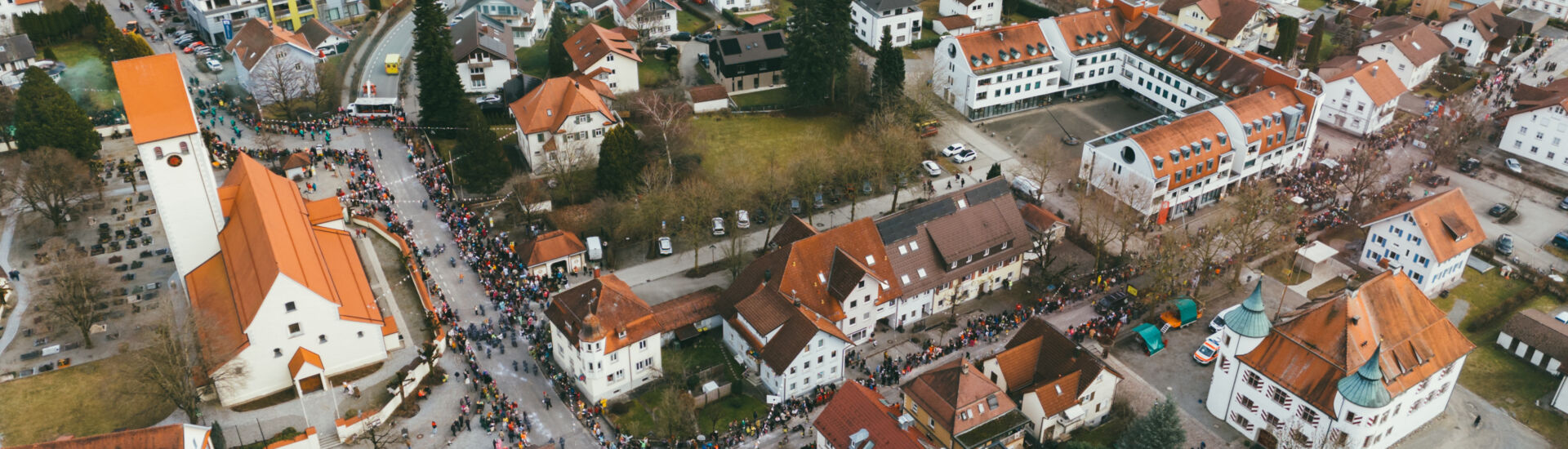 Fasching Carnival Parade Street Procession Aerial Amtzell German Village Festival