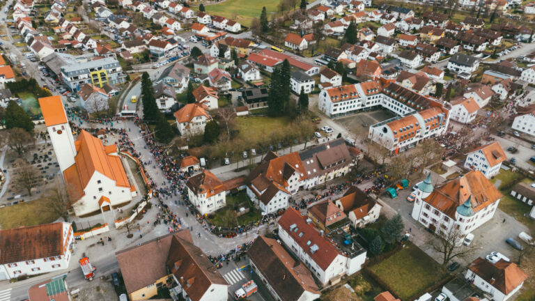 Fasching Carnival Parade Street Procession Aerial Amtzell German Village Festival