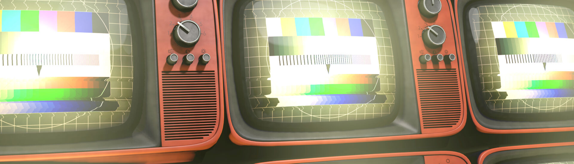 Gestapelte Retro TVs mit Testbild